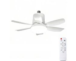 2-in-1 ventilator & lamp - Met afstandsbediening - Diameter 47 cm - Mini-ventilator met zes snelheden - Drie windsnelheden - Schroefvoet - Eenvoudige installatie - Geschikt voor slaapkamers, keukens, garages en woonkamers