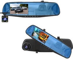 Dashcam voor Auto - Dashcam 4.3 Inch - Full HD 1080P Auto Rij Recorder - Achteruitkijkspiegel DVR - Nachtzicht, Bewegingsdetectie & Parkeermodus - 6M Achteruitrijcamera - Zonder Geheugenkaart - Zwart