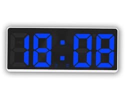 longziming -Digitale Wekker met Temperatuur – LED Display – Spraakbediening – Verstelbare Helderheid – Wit/Blauw