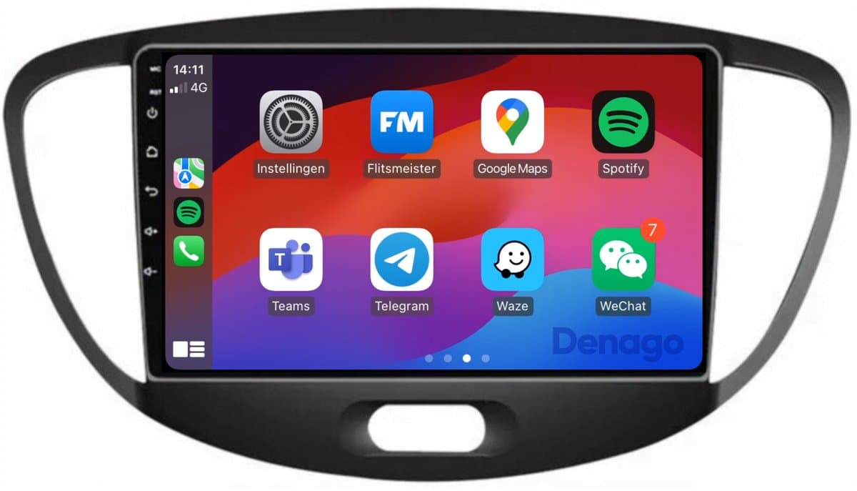 CarPlay autoradio geschikt voor Hyundai i10 | 2008 t/m 2013 | Android 13 | Draadloos Apple CarPlay & Android Auto | 2GB + 32GB | QuadCore processor | Denago DNG-A67 | 2025 model | 2008 2009 2010 2011 2012 2013 | Bluetooth & Wifi — afbeelding 1