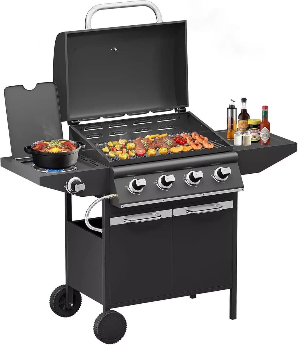 BORVAT® -15kW Gasbarbecue Grillwagen met 4+1 Branders en Zijbrander - Gasgrill BBQ — afbeelding 1