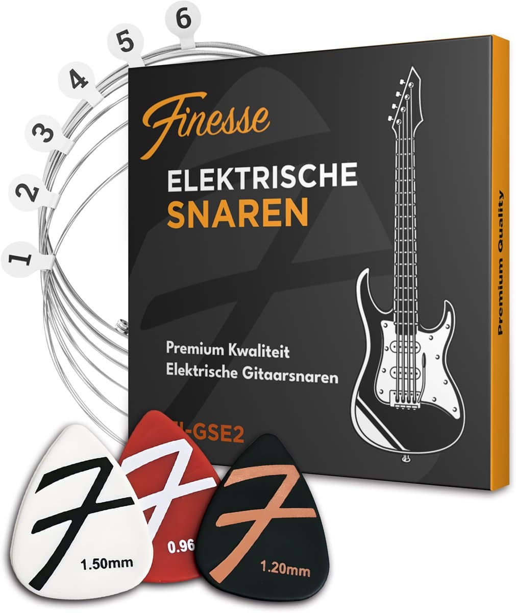 Finesse Gitaarsnaren Elektrische Gitaar - met Plectrums - .009 tot 0.42 - Gitaar Snaren — afbeelding 1
