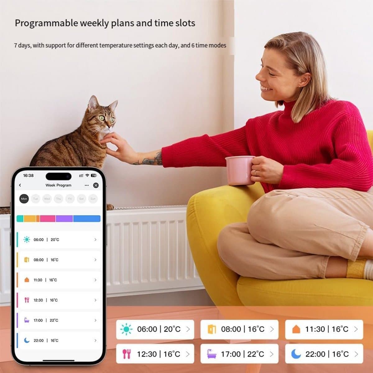 Slimme Zigbee Radiator Thermostaat met Tuya App Controle en Programmeerbare Verwarming (M30 x 1,5 mm) — afbeelding 1