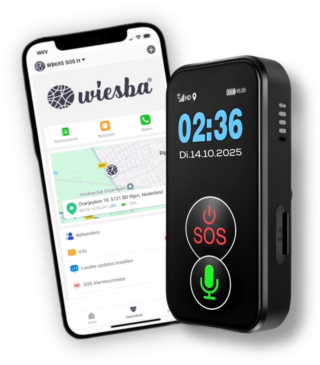 Wiesba WB61S - Personenalarmering - GPS Alarmknop Ouderen - GPS SOS-knop senioren - Alarm ouderen - GPS SOS-knop Alzheimer - Valdetectie — afbeelding 1
