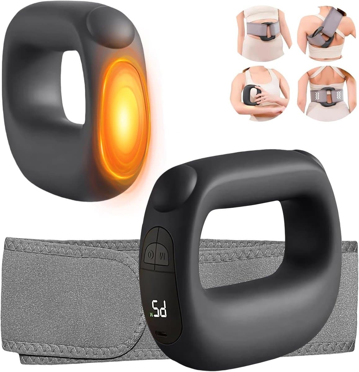 Deep tissage shock muscle massage gun: met verwarmingsfunctie, instelbare intensiteit en snelheid, super stil, usb-c oplaadondersteuning-zwart — afbeelding 1