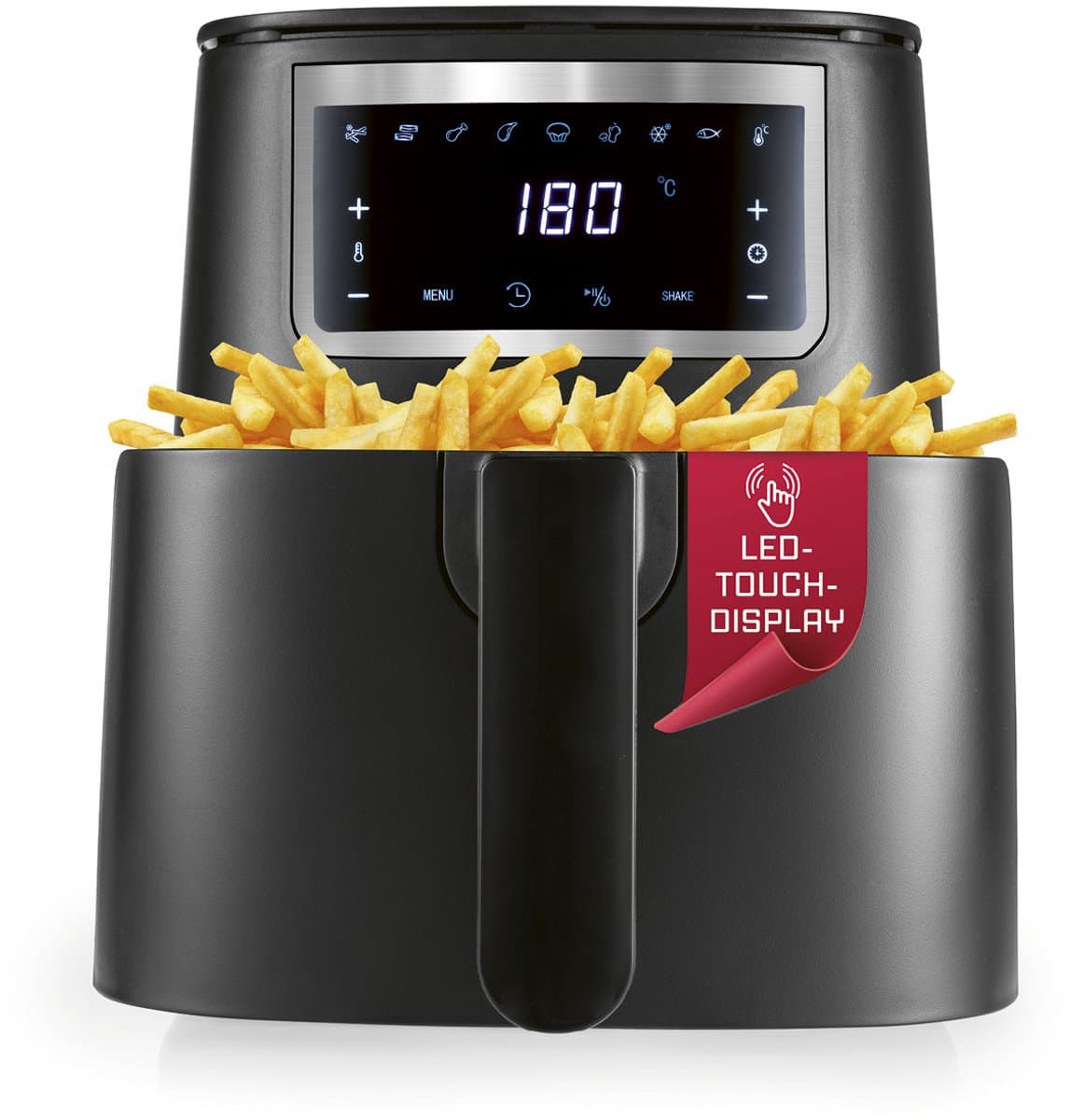 GOURMETmaxx 4L Airfryer heteluchtfriteuse met touchscreen 9 functies 8 programma’s – minibakoven, bijna zonder olie braden, spijltjes geschikt voor afwas — afbeelding 1