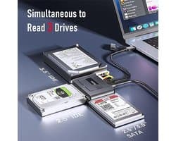 SATA naar USB harde schijf adapter - Externe lezer voor 2,5/3,5 inch HDD/SSD met USB C datakabel