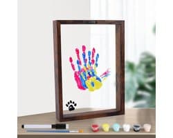 Jhubers Goods - Familiehandafdrukkit - DIY Handafdrukframe - Nieuwe Ouderscadeaus voor na de Geboorte - Ouders Kinderen Koppels Vrienden - 6 Verfkleuren Inbegrepen