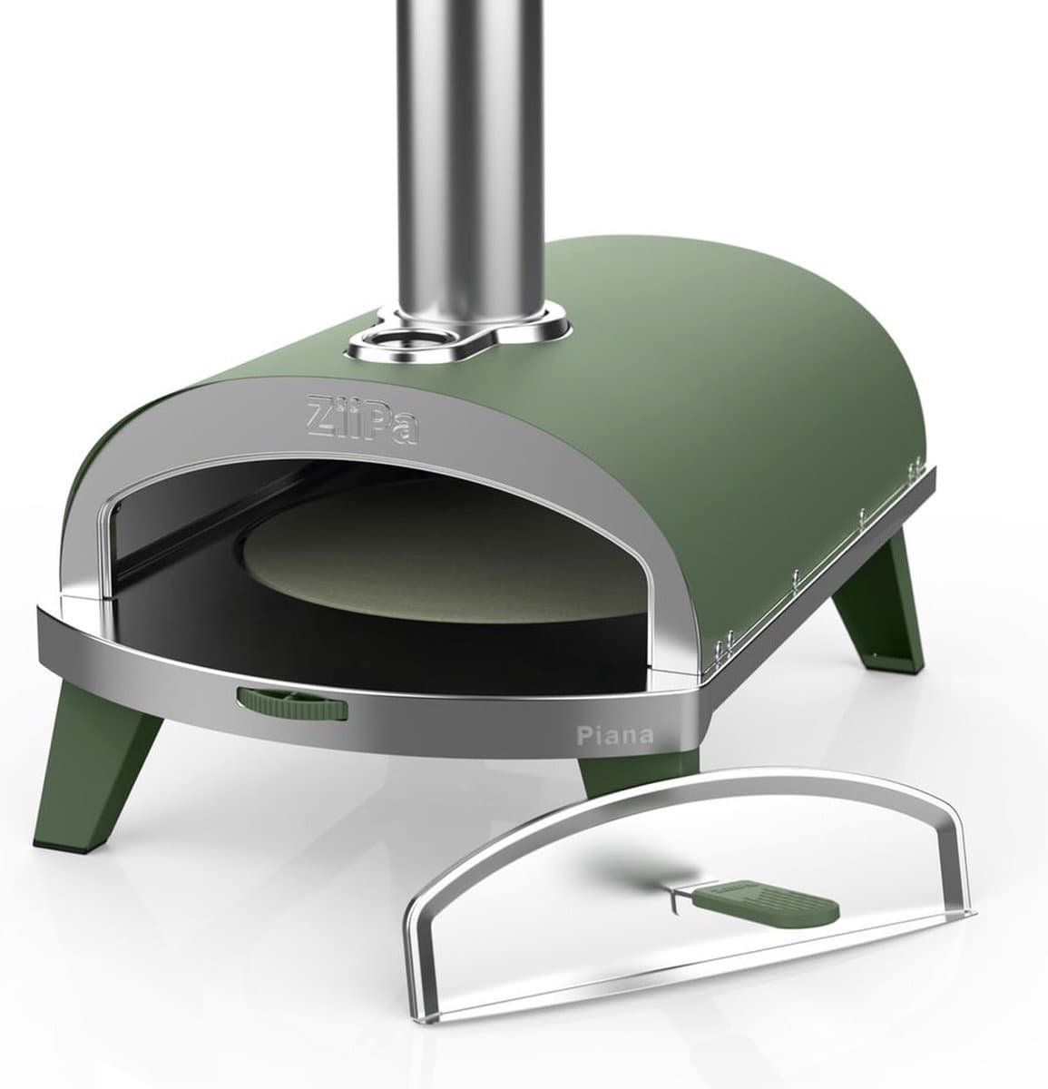 ZiiPa Pizza Oven Piana - Houtgestookt - Met Thermometer - Eucalyptus - Geschikt voor Ø 30 cm Pizza's - Roterende Pizzasteen voor Gelijkmatige Bakresultaten - Snel en Efficiënt — afbeelding 1