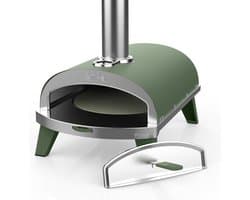 ZiiPa Pizza Oven Piana - Houtgestookt - Met Thermometer - Eucalyptus - Geschikt voor Ø 30 cm Pizza's - Roterende Pizzasteen voor Gelijkmatige Bakresultaten - Snel en Efficiënt
