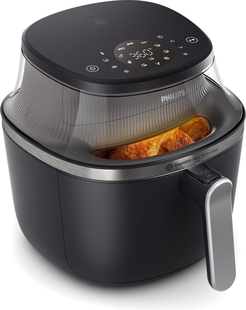 Philips 3000 Series Airfryer - NA341/00 - Kijkvenster - RapidAir Plus - 7.2L - Tot 6 Personen - Zwart — afbeelding 1