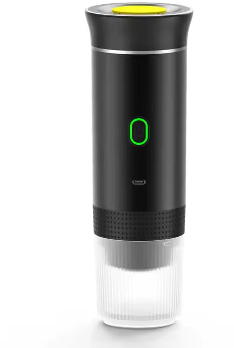 Draagbaar Koffiezetapparaat voor Onderweg - Draadloos voor in de Auto - 60ml - 12 Volt - Espresso - Nespresso - Dolce Gusto - Capsule Koffie - Gemalen Koffie - Cups - Oplaadbaar - Draagbare Koffiemachine - Zwart — afbeelding 1