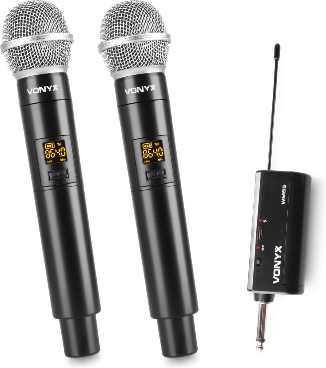 Draadloze microfoon - Geschikt voor JBL speakers - met plug-in ontvanger -Vonyx WM552- UHF draadloze microfoonset met 2 microfoons — afbeelding 1