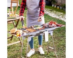 Bbq - Camping Bbq - Barbecue - RVS - Vouwbare Bbq - Bbq Houtskool - Multifunctionele Zijplanken