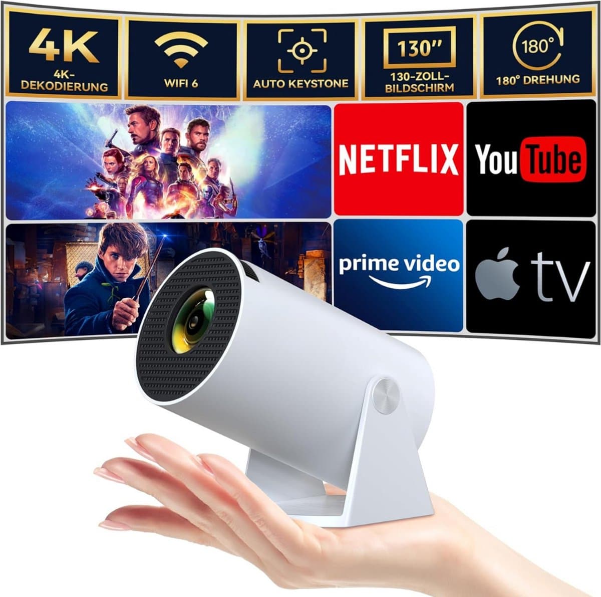 Mini beamer - Projector - Beamerscherm - Projectiescherm - Outdoor & Indoor Projector - — afbeelding 1