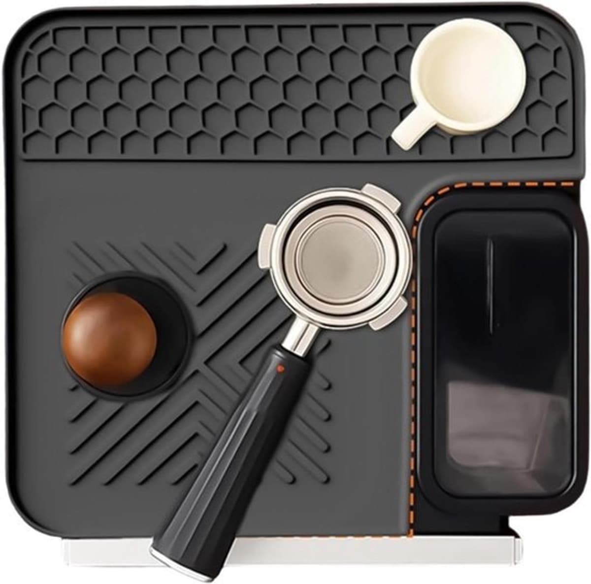 Mat voor koffiemachine - Pad voor espressomachine - Bescherming van het aanrecht - Antitrillingsontwerp - 23 x 23 cm - Zwart — afbeelding 1
