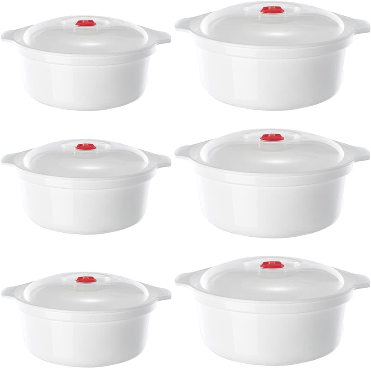 Magnetron servies set 6-delig - 900-1600 ml - met deksel - ideaal voor verwarmen en bewaren - ShopVlot — afbeelding 1