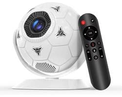 Mini-beamerprojector, 4K ondersteuning, 360° voetbalmotief, kleine thuisbioscoop, outdoor, wifi 6, bluetooth 5.4, autokeystone, draagbare projector, korte afstand voor mobiele
