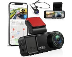 SnelShoppen - 4K Dashcam Auto 1080P, 2-Kanalen FHD Autocamera met GPS, WiFi, App Besturing, Nachtzicht, ADAS, 3.16 Inch Display, 24-Uur Parkeren