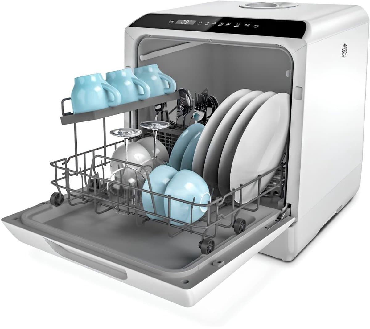 SP® Mini Vaatwasser - Vrijstaande Vaatwasser - Afwasmachine - Grijs - 43cm x 43cm x 46cm — afbeelding 1