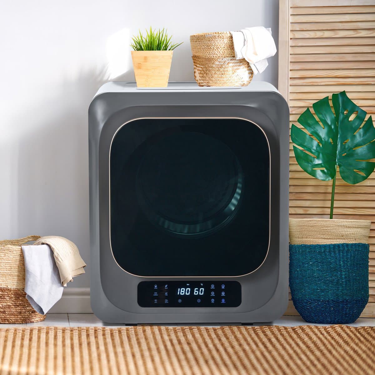 Wandmontage Wasdroger - 3-4 kg Capaciteit en UV-Sterilisatie - 850W en 6 Programma's - Voor Thuisgebruik - Grijs — afbeelding 1