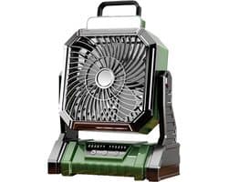 Deze oplaadbare, draagbare ventilator is compact en draagbaar, voorzien van een 5400mAh-batterij, 4 instelbare standen en een ingebouwd lampje. Hij is geschikt voor gebruik in winkels, slaapkamers, buiten, op het strand en op reis.