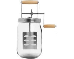 Handmatige Boter Maken - Keukenapparaat - Thuisbereiding - Glazen Preserveerpot - 1.5 Liter Capaciteit - Zilver Transparant