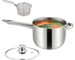 Mini Fritteuse - Compacte Koker - Thuis Koken - Gelijkmatige Hitte - 15x20x15 cm - Zilver