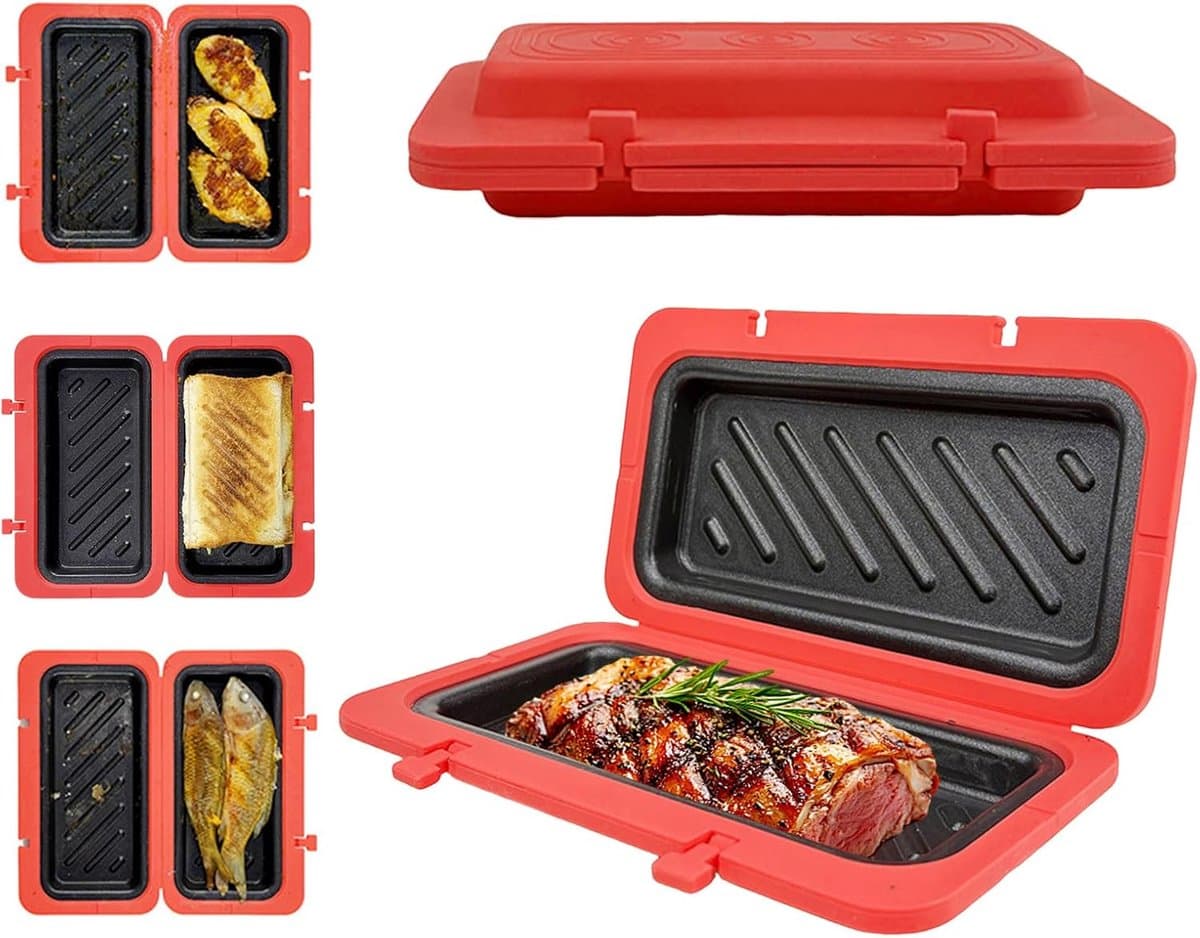 Sandwichmaker Magnetron - Kaassmelter Panini - Snel Ontbijt Maken - Geïntegreerde Verwarming - 45x12x45 cm - Rood — afbeelding 1