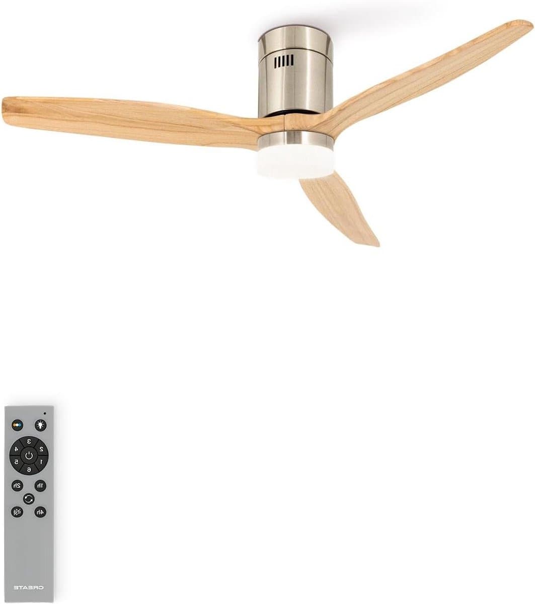 Plafondventilator met Licht - Ventilator - Comfort Verhogend - Stille DC Motor - 132 cm Diameter - Natuurlijk Hout — afbeelding 1