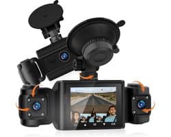 SnelShoppen - Dashcam Auto 3-kanaals met 64 GB kaart - Full HD 1080p mini autocamera met bewegingsdetectie, nachtzicht, parkeerbewaking, draadloos en