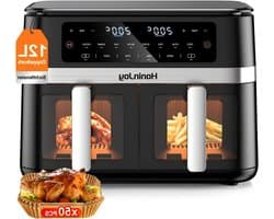 Dubbele Airfryer - Heteluchtfriteuse - Gezond Koken - Dubbele Zone - 12 Liter - Zwart