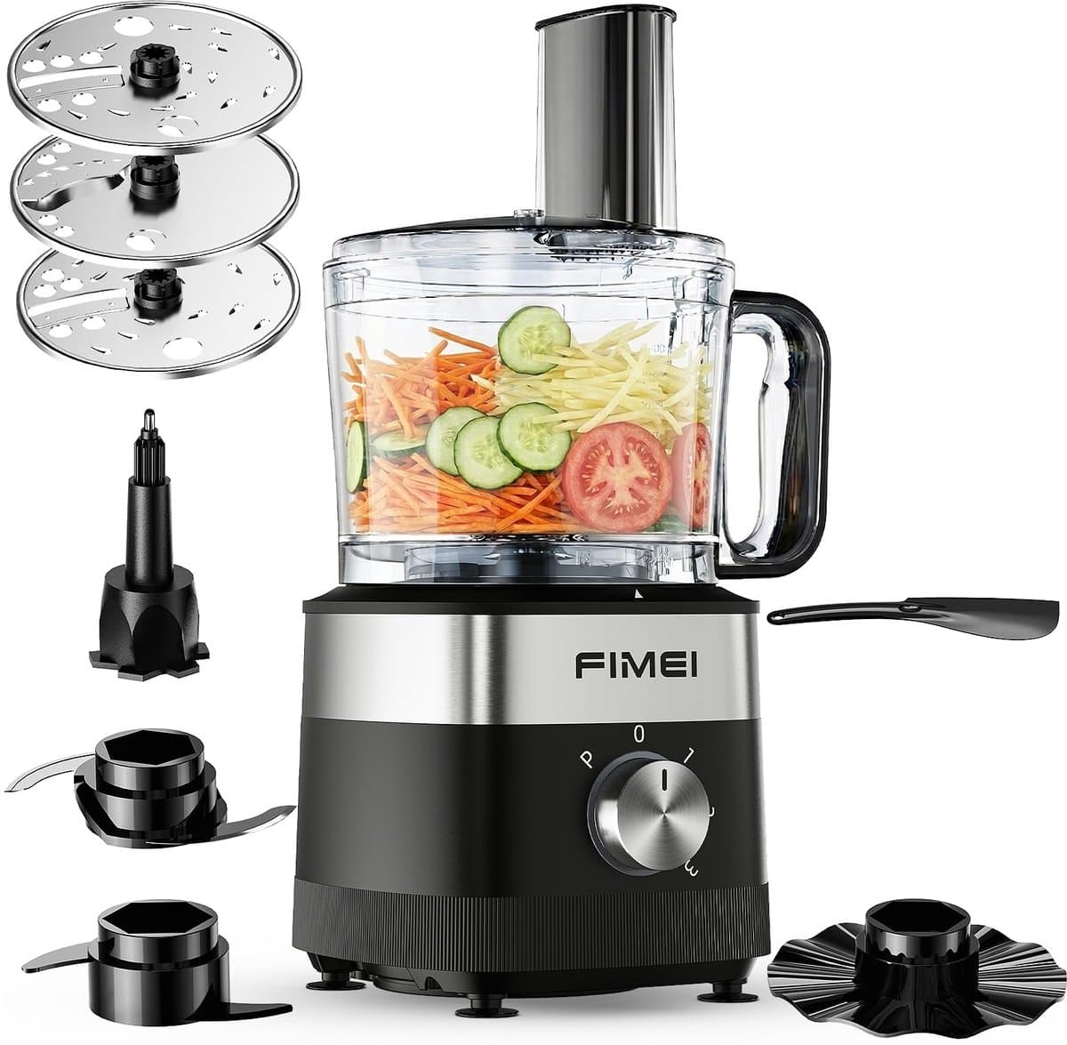SnelShoppen - Keukenmachine 800 W met 3 Snelheden, Pulsfunctie, 1,5 L Hakmolen, Deegkneeder, Rasp, Omkeerbare Snijder, Emulgeerschijf - Compact en Rui — afbeelding 1