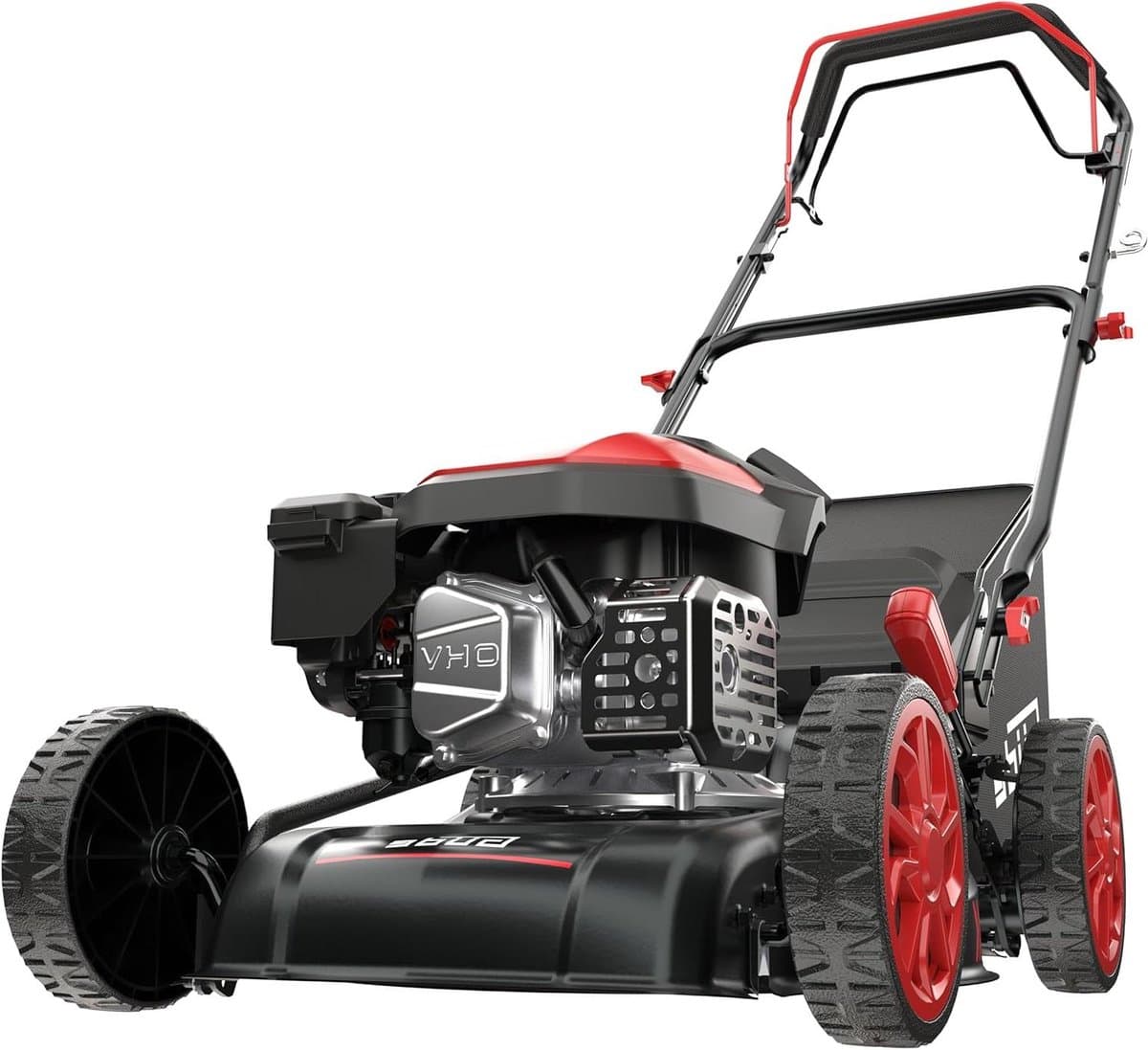 Benzine grasmaaier - Grastrimmer Mulcher - Gazon Onderhouden - Schakelbare Achterwielaandrijving - 41 cm Maaibreedte - Zwart — afbeelding 1