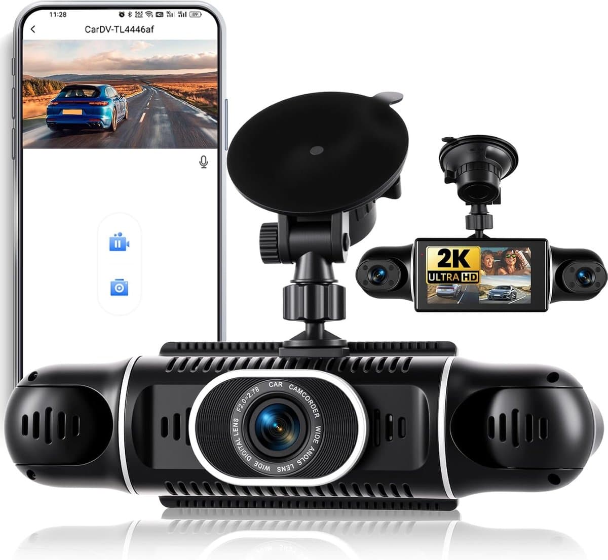 Thijox - 2K Dashcam Auto Achter 4 Kanalen 360 Graden met APP, Nachtzicht IR, Loopopname, G-Sensor, Parkeerhulp en 24-uurs Parkeermodus — afbeelding 1