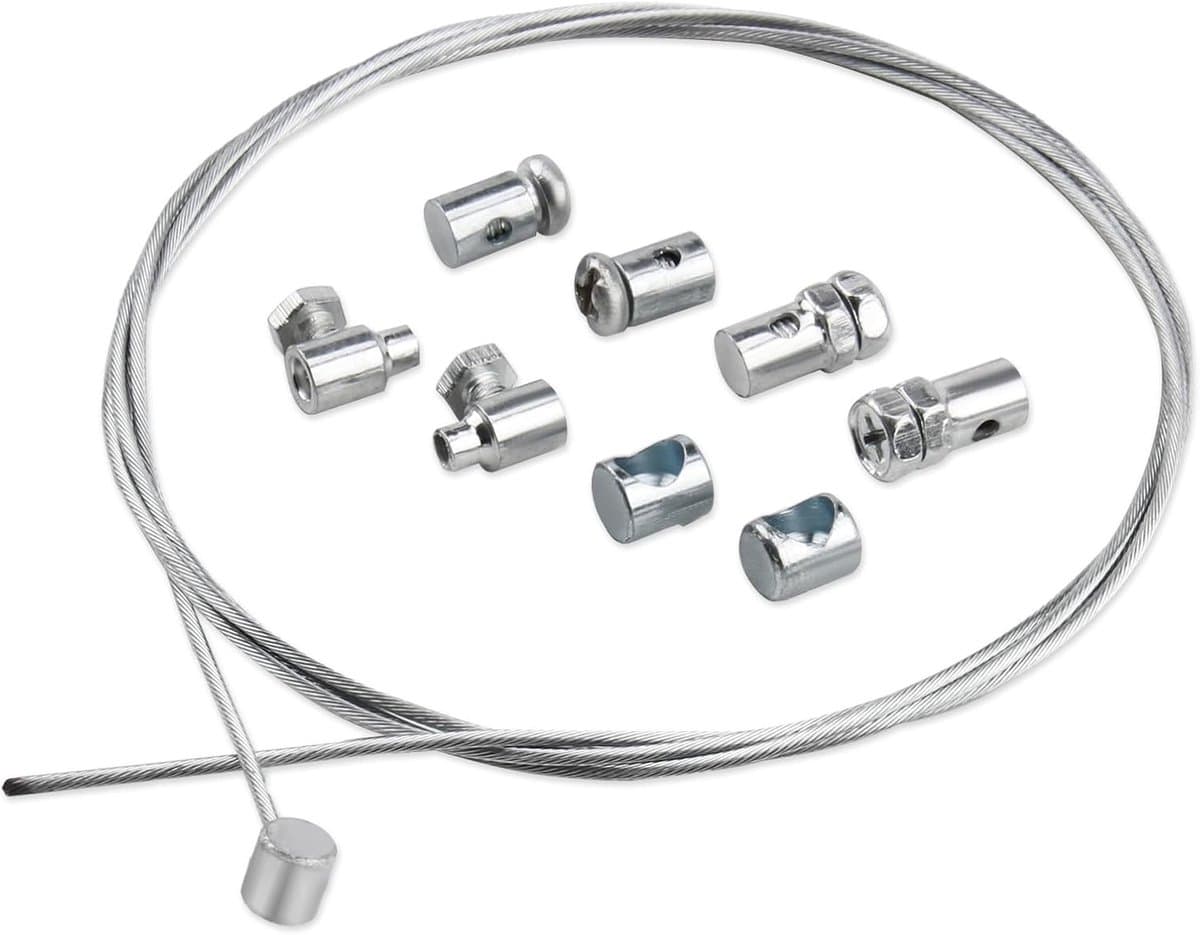 SnelShoppen - Universele Koppelkabel 1.2m Ø 2mm van Gegalvaniseerd Staal met 2 Kabelbinders - Vervangingsonderdeel voor Motor, Grasmaaier en Quad — afbeelding 1