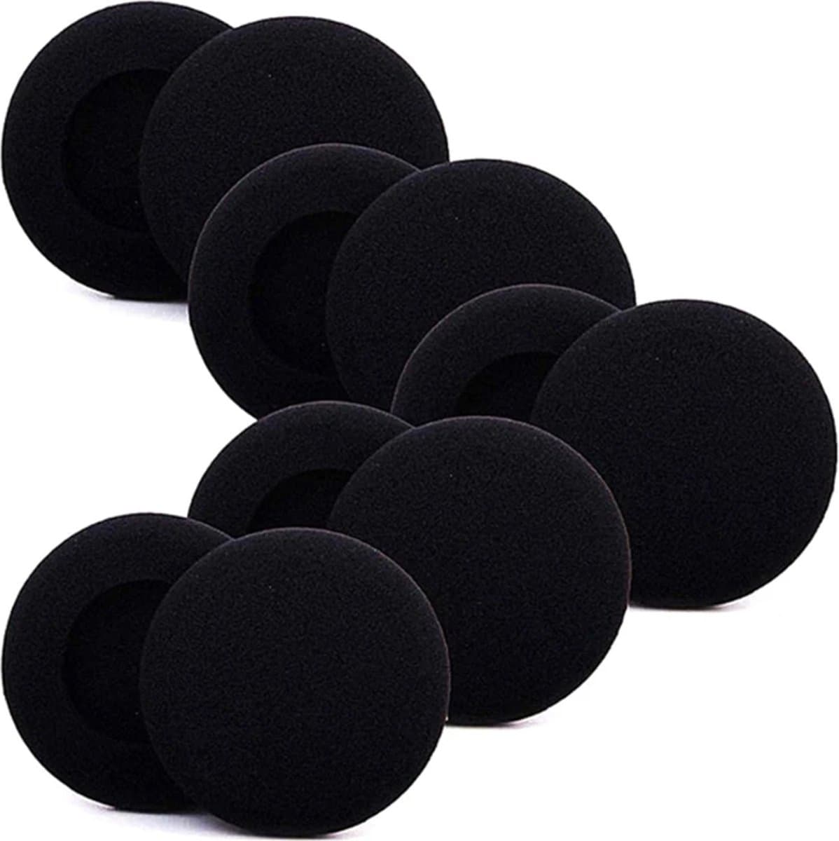 Ibley Zachte foam oorkussens 45mm - 10 stuks / 5 paar - universeel geschikt - Spons oordop kussens - voor hoofdtelefoons - Zwart — afbeelding 1