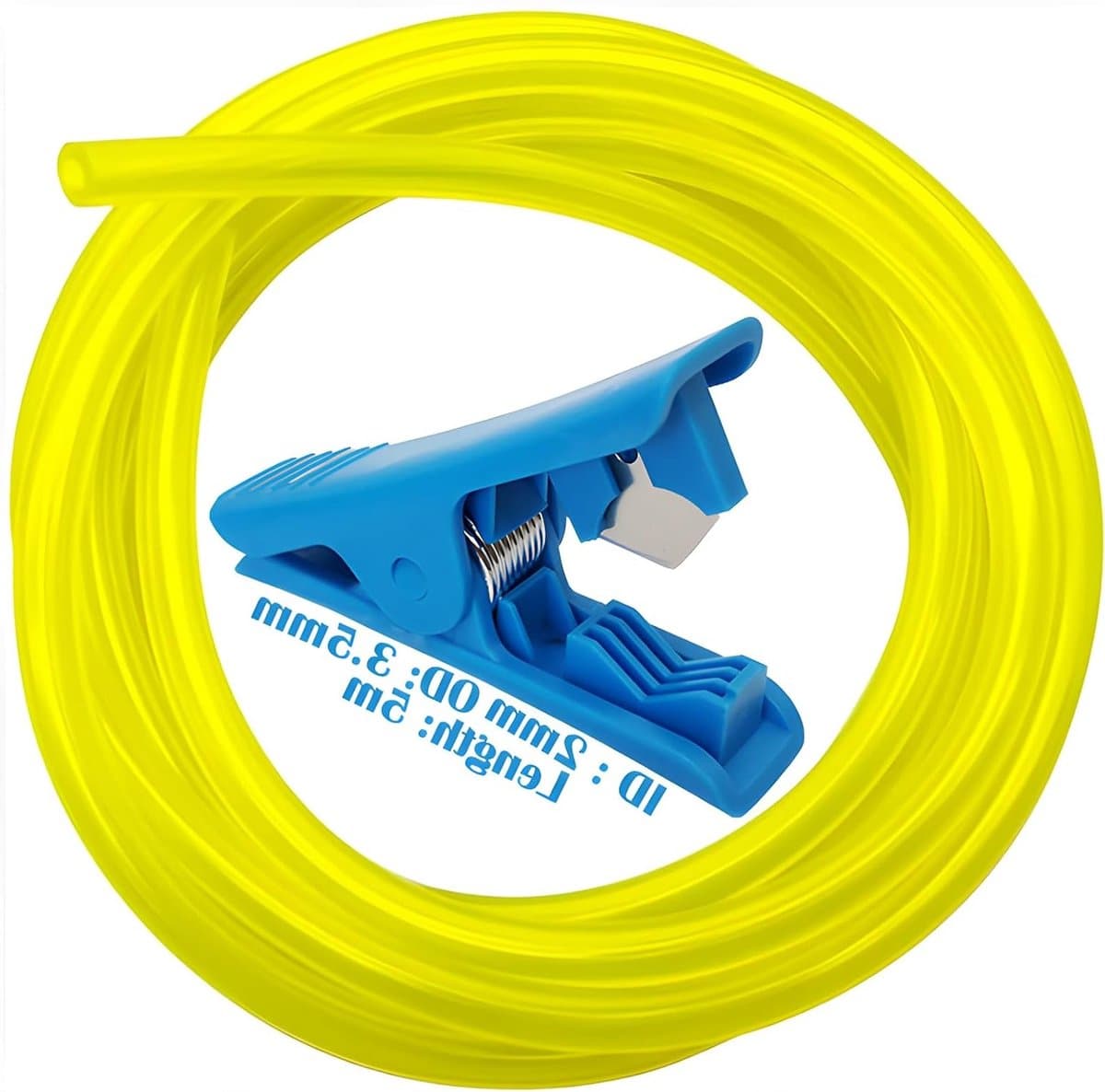 Universele Brandstofslang 5m, 2x3.5mm, Geschikt voor Grasmaaiers en Trimmers, Inclusief Slangenschaar voor Eenvoudige Installatie — afbeelding 1