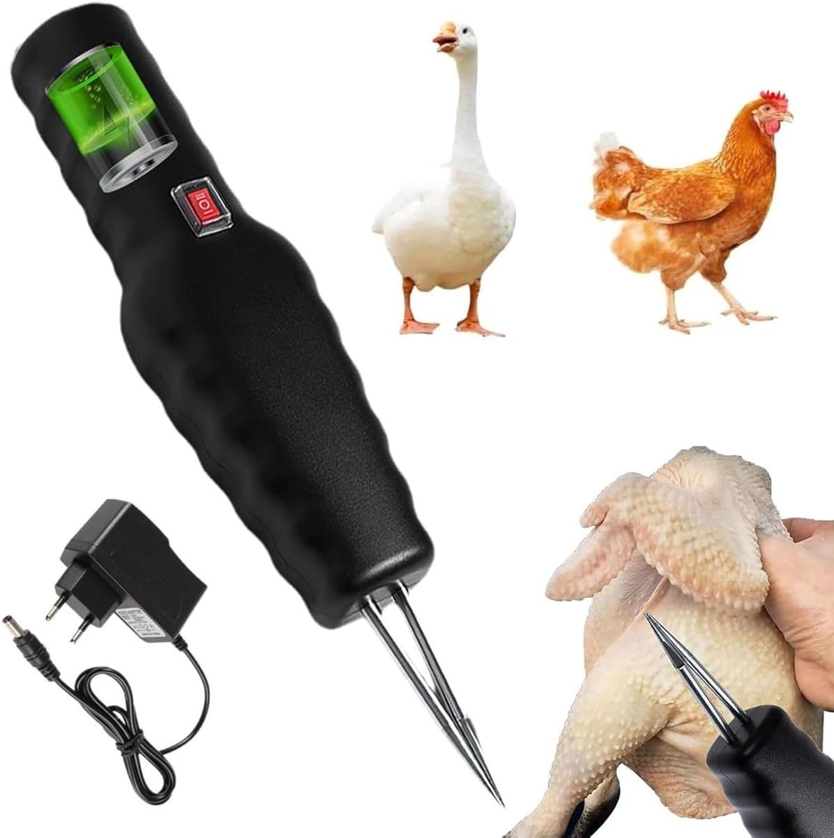 Draagbare elektrische pluimveeverwijderaar voor kippen, efficiënt en gebruiksvriendelijk, ideaal voor pluimveehouders — afbeelding 1