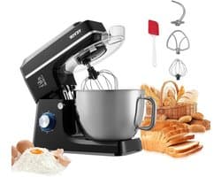Keukenmachine Deegmixer - Standmixer Bakmachine - Bakken en Mixen - Kantelbare Kop - 7.84L - Zwart