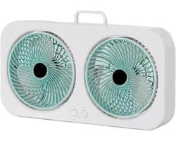 Tafelventilator - Bureauventilator - USB ventilator - Luchtcirculator - Stil - Oplaadbaar - 3 snelheden - Dubbele kop - Voor kantoor en thuis - Wandmontage - Draagbaar - Groen