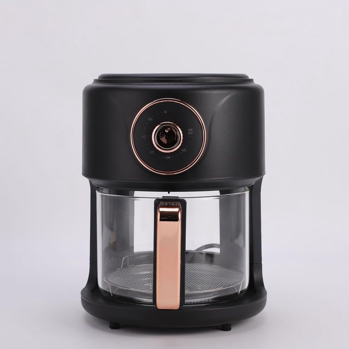 Glazen Luchtfriteuse - Heteluchtoven - Gezinsmaaltijden Bereiden - 360° Zichtbare Mand - 6 Liter Capaciteit - Zwart — afbeelding 1