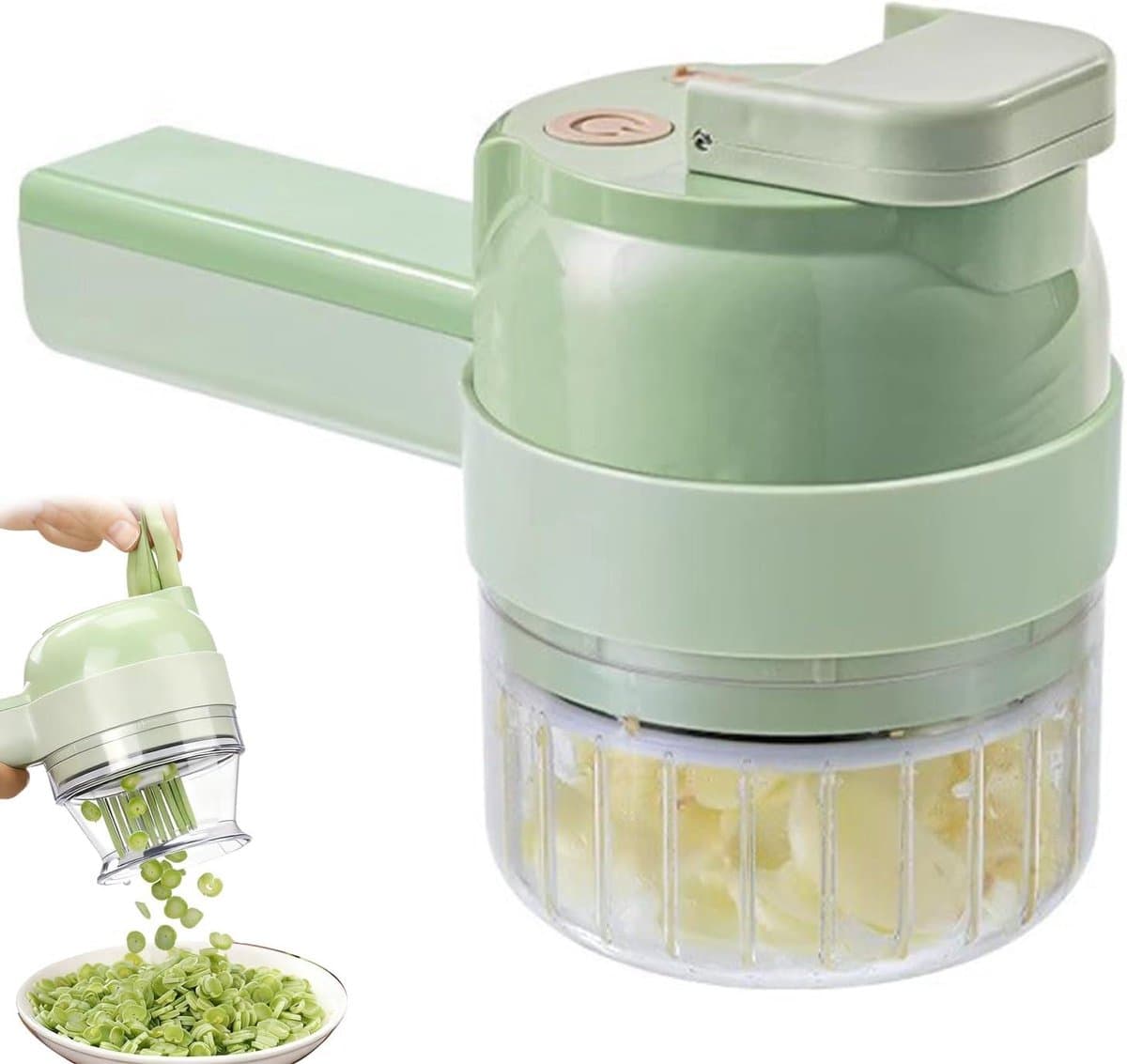 Draadloze Groentehakker - Keukenmachine Mini - Snel Ingrediënten Snijden - One-Touch Bediening - 20.5 cm - Wit — afbeelding 1