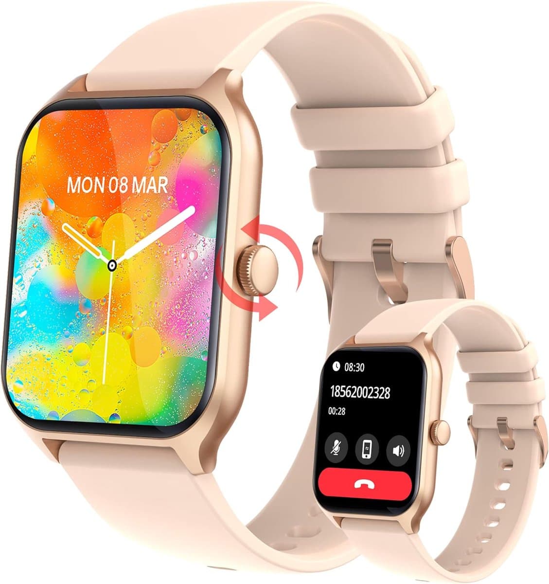 SAMTECH Smartwatch Ultra Pro Series 9- Dames & Heren – horloge - Stappenteller, Calorie Teller, Slaap meter, HD – IOS & Android - Rose Goud — afbeelding 1