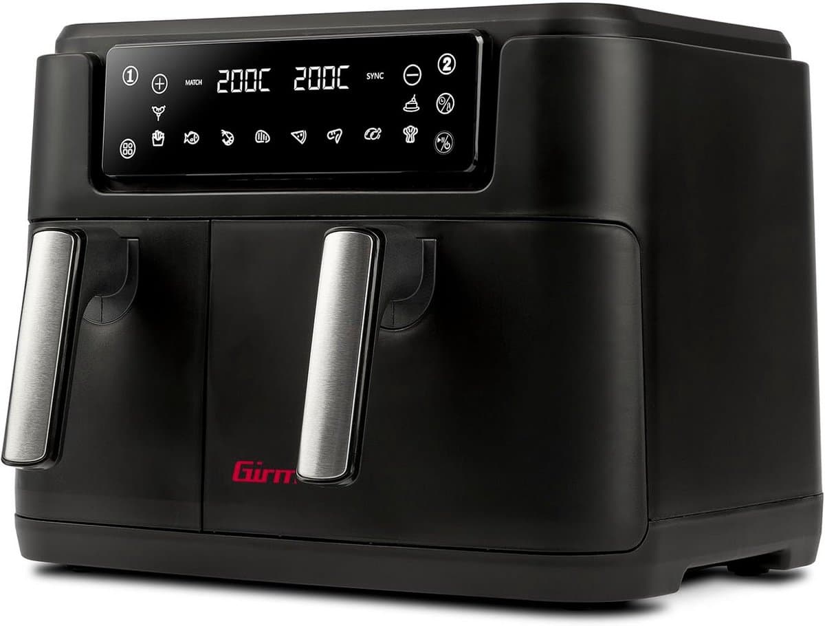 Ecofrit luchtfriteuse met digitale besturing - 2400 W, 9 liter - Twee kookzones, antiaanbaklaag, receptenboek — afbeelding 1
