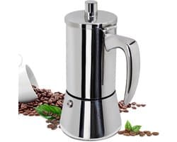 300ml 6-Kops Verdikte Moka Pot van 304 Roestvrijstaal - Italiaanse Espressomachine, Geschikt voor Inductiefornuizen, Draagbaar & Eenvoudig in Gebruik