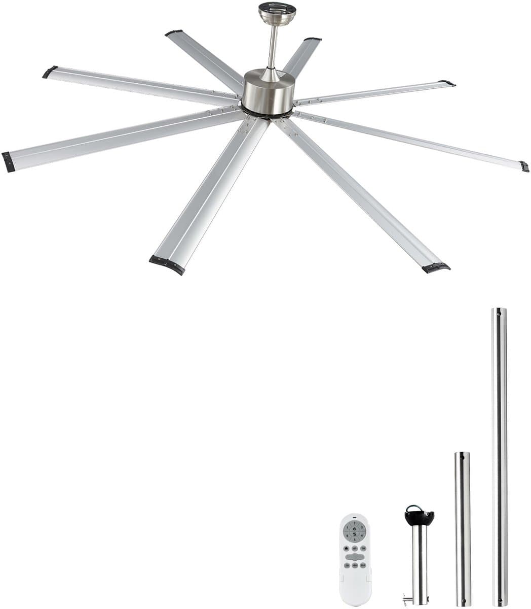 Plafondventilator 213 Cm - 8 Aluminium Bladen - 6 Snelheden - Stille Motor - Perfect voor Grote Ruimtes en Buitenterras — afbeelding 1