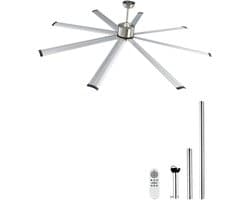 Plafondventilator 213 Cm - 8 Aluminium Bladen - 6 Snelheden - Stille Motor - Perfect voor Grote Ruimtes en Buitenterras