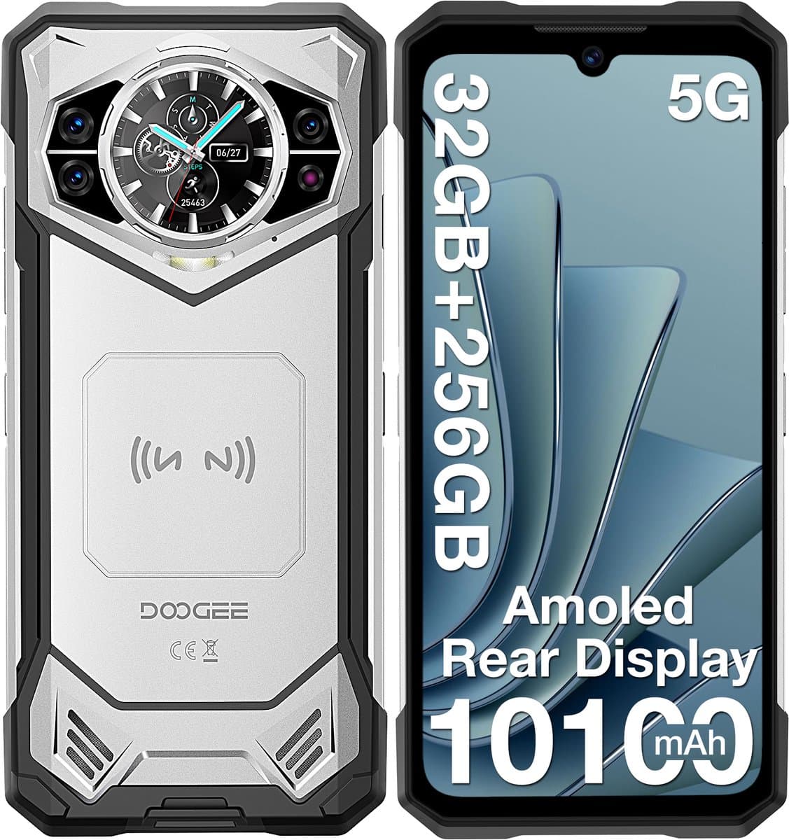 DOOGEE S200 5G - Robuuste Smartphone - Robuuste Telefoon - Android 14 - 32GB RAM + 256GB ROM/2TB TF - 10100 mAh/33W - 6,72 inth + 120Hz - 100MP+20MP Nachtzichtcamera-Zilver — afbeelding 1