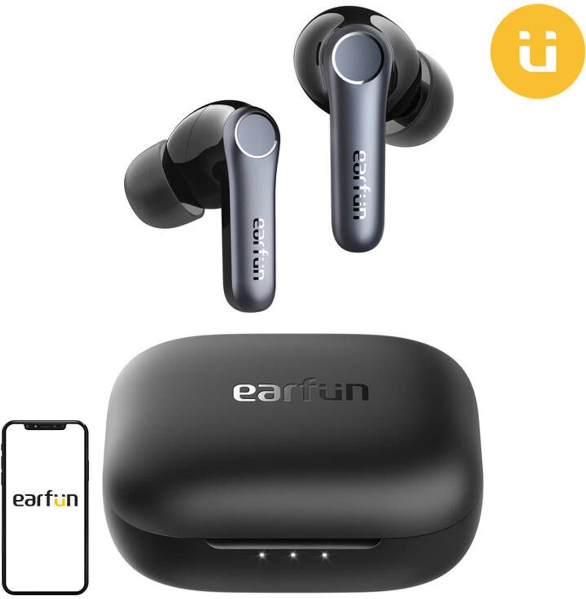 EarFun AirPods Pro 4 - Air Pro 4 - oplaadcase met snellader - USB-C - instelbare Noise Cancelling - 6 microfoons - cVc 9.0 technologie - 52 uur gebruikstijd met case - pauzeert automatisch muziek bij uitdoen — afbeelding 1